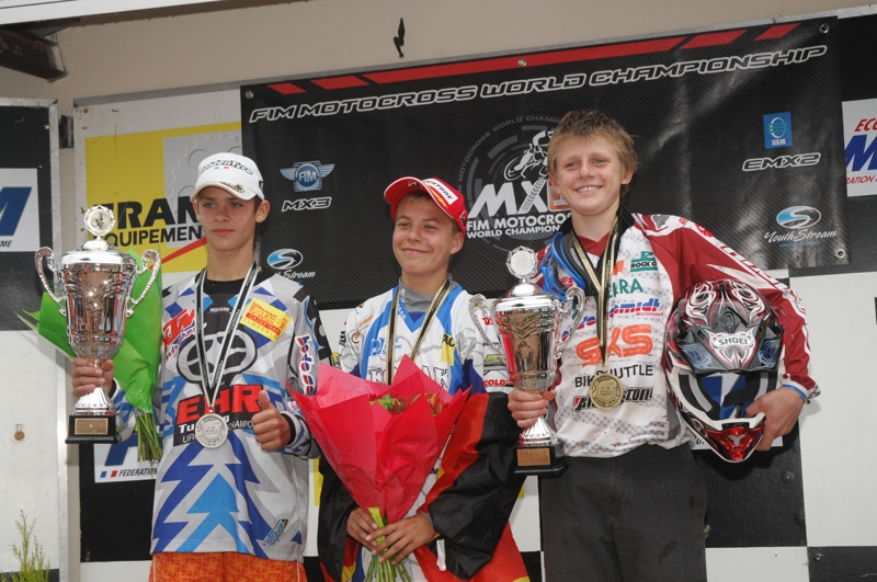 Podium FIM Junior World Championship 2010 Tim Gasjer, Henry Jacobi, Stefan Ekerold